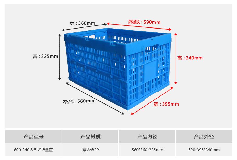 軒盛塑業(yè)600-340塑料內倒式折疊周轉筐